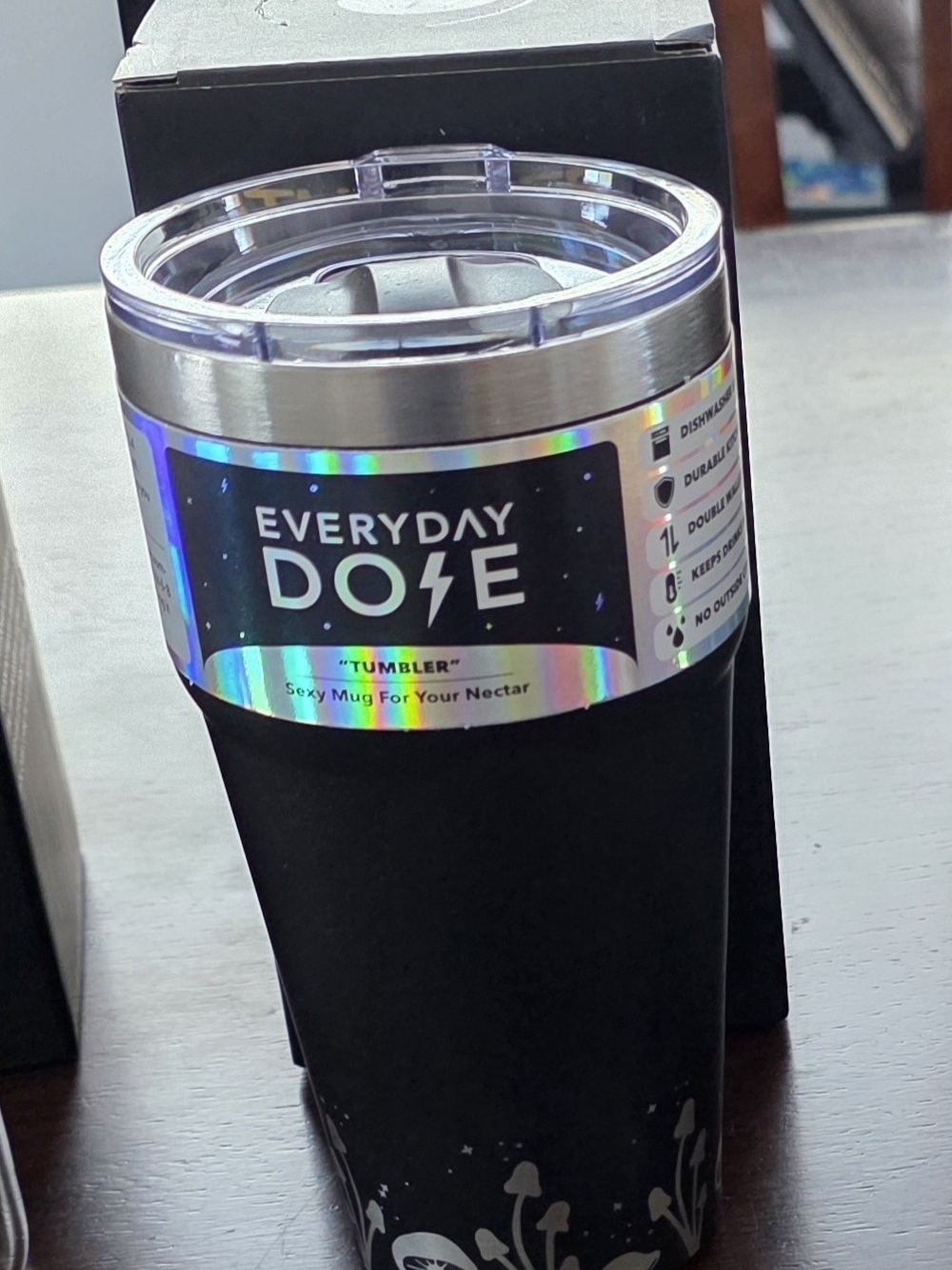 Everyday Dose Black Stainless Steel Tumbler - Insulated Travel Mug